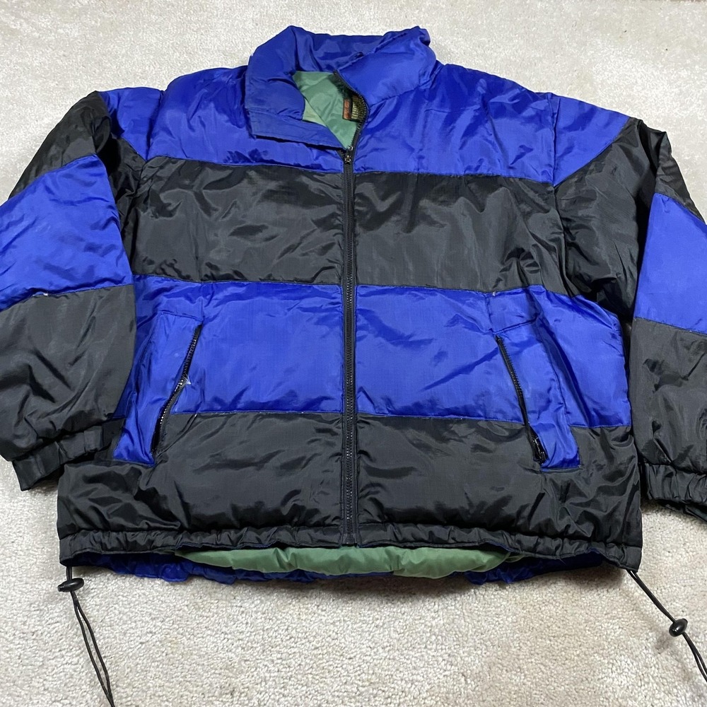VTG Outdoor Exchange Jacket Mens L Blue Black Down Puffer Nylon Insulated Winter